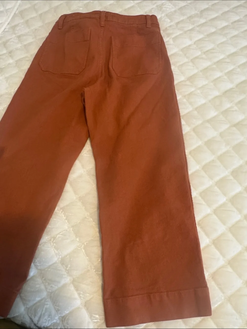 Madewell Slim Emmett  Wide Leg Crop Cotton Pants - Rust Orange